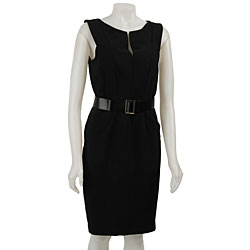Ellen Tracy Women's Black Sleeveless Crepe Dress
