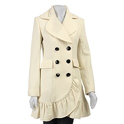 Betsey Johnson Women's Ruffle Cashmere Blend Walker Coat
