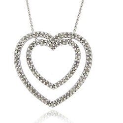 Sterling Silver 1ct TDW Diamond Open Heart Necklace (I-J, I3)
