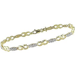10k Gold 1/4ct TDW Diamond Fancy Link Bracelet