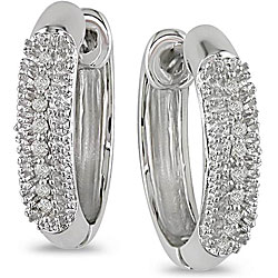 14k Gold 1/10ct TDW Diamond Hoop-style Earrings (HI, I1-I2)