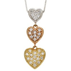 14k Tri-tone Gold 1/4ct TDW Heart Necklace (G, I2)