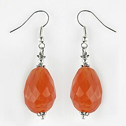 Silver Faceted Carnelian Agate Dangle Earrings (Thailand)