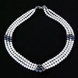 Silver Pearl 3-strand Necklace (Thailand)