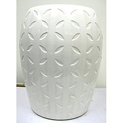 Lattice White Ceramic Garden Stool