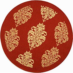 Indoor/ Outdoor St. Martin Red/ Natural Rug (5'3 Round)