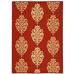 Courtyard Indoor/ Outdoor St. Martin Red/ Natural Polypropylene Rug (7'10 x 11')