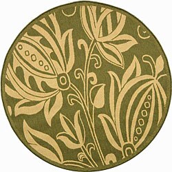 Indoor/ Outdoor Andros Olive/ Natural Rug (6'7 Round)