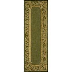 Indoor/ Outdoor Abaco Olive/ Natural Runner (2'4 x 6'7)