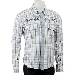X Ray Men's Western Plaid Embroidered Shirt