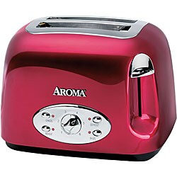 Aroma Red Art Deco Wide Slot 2-slice Toaster