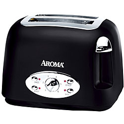 Aroma Black Art Deco Wide Slot 2-slice Toaster