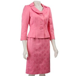 Tahari ASL Women's Pink Floral Skirt Suit