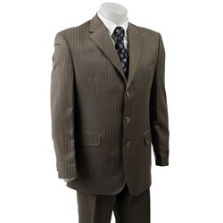 Sean John Men's Taupe Stripe Wool 3-button Suit
