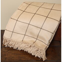 Microfiber Tan Plaid Throw Blanket (Set of 2)