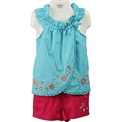 FINAL SALE Baby Togs Girl's Embroidered Flower Set