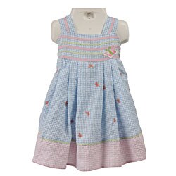 Baby Togs Infant Girl's Blue Seersucker Dress 
