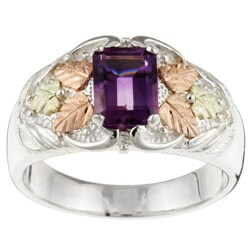 Black Hills Gold on Silver Amethyst Ring