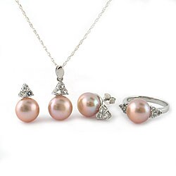 Sterling Silver Freshwater Pearl Jewelry Set (9-10 mm)
