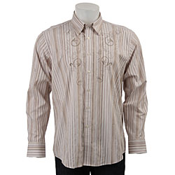 FINAL SALE Michael Brandon Men's Brown Tonal Stripe Shirt