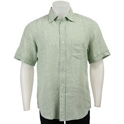 FINAL SALE Nove Men's Green Linen Short-sleeve Shirt