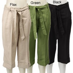 Hanna & Gracie Women's Cropped Linen Pants