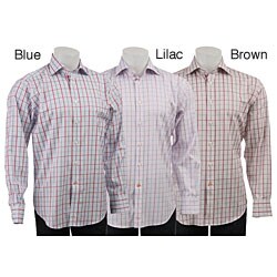 FINAL SALE Thomas Dean Men's Windowpane Woven Shirt
