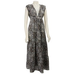 Necessary Objects Junior's Cap-sleeve Maxi Dress