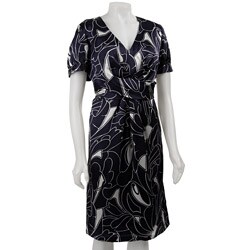 Donna Ricco Women's Plus Size Short-sleeve Silk Dress