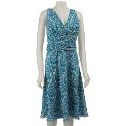 Donna Ricco Women's Plus Size Printed Sheer Dress