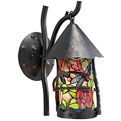 Tiffany-style Glass 1-light Bronze Wall Sconce
