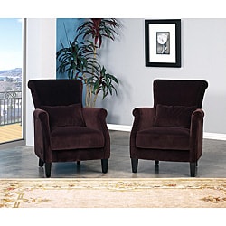 Milano Dark Brown Microfiber Suede Armchairs (Set of 2)