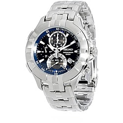 Seiko Men's Stainless Steel Black Dial Chronograph Watch