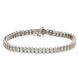 14k White Gold 2ct TDW Diamond Grooved Bracelet (G-H, I2)