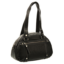 Perlina Soft Black Leather Satchel