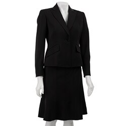 Kasper Women's Black 2-piece Petite Twill Skirt Suit