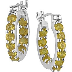 Sterling Silver Citrine Inside-out Hoop Earrings