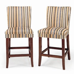 Parson Striped Upholstered Pub Stool (Set of 2)