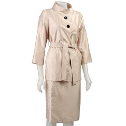 FINAL SALE Larry Levine Ivory Shantung Skirt Suit