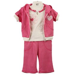 Kids Headquarters Toddler Girl's Pink 3-piece Hoodie Set