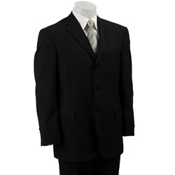 Tommy Hilfiger Men's Black Pencil Stripe Wool 3-button Suit