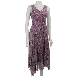 Evan Picone Women's Purple Paisley Chiffon Dress