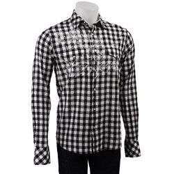 Vintage Red Men's Embroidered Black/ White Check Shirt