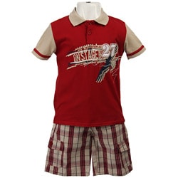 FINAL SALE City Ink Boy's Polo and Plaid Shorts Set