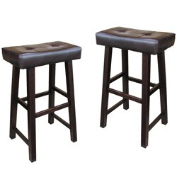 Bicast Leather 28-inch Saddle Barstools (Set of 2)