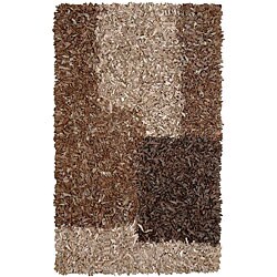 Latte Leather Shag Rug (8' x 10')