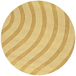 Tan Waves Wool Rug (6' Round)