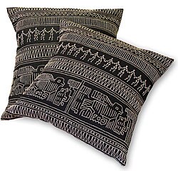 Cotton 'Thread Art' Fair Trade Cushion Cover (India)