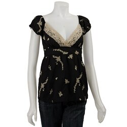 Angie Junior's Short-sleeve Embroidered Voile Top