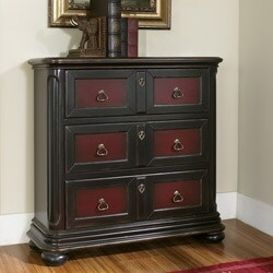 Hand-painted Ruby and Brown Accent Chest